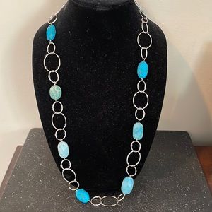 Turquoise and silver statement necklace